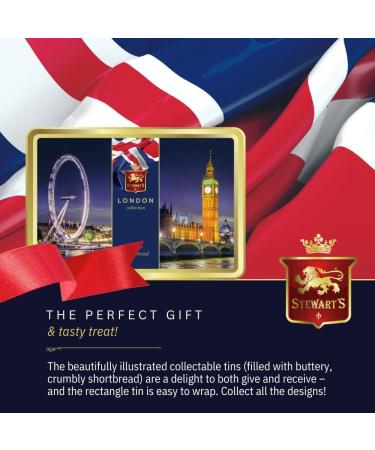 Stewart's - London Shortbread Tin (150g) - Traditionally Made Luxury Scottish Shortbread Delicious Melt-In-Mouth Biscuits Ideal Collectable Treat to Share 40 Years Heritage 1 x 150g London Eye & Big Ben Tin - Shortbread - Buy Online on GoSupps.com