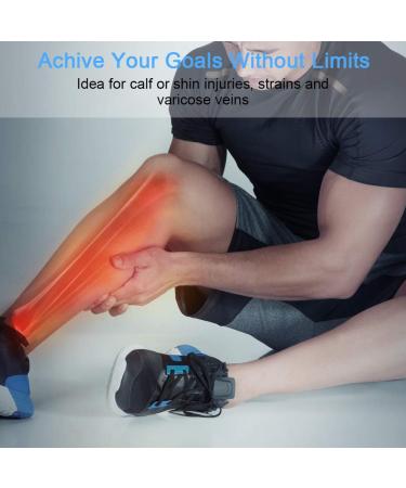 Adjustable Calf Brace & Shin Splint Support - Compression Sleeve for Muscle Pain & Injury Relief | Men & Women | Blue - Buy Online on GoSupps.com