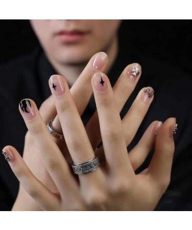 6 Sheet Smiley Face Nail Art Stickers | Black Red Flame Heart 3D Self-Adhesive Decals for Acrylic Nails | Stars, Symbols, Line Designs | Nail Decoration for Women, Men, Girls - Buy Online on GoSupps.com