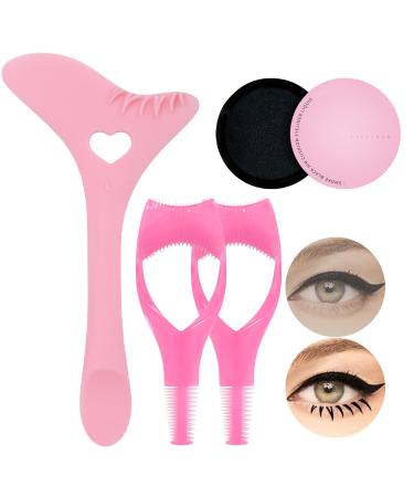 DAGEDA Bottom Lashes Stamps Tool Set Reusable Eyeliner False Lower Lashes Stencils Natural Look Eye Makeup Tools for Bottom Eyelashes Stamp &Mascara Shield &Air Cushion Eyeliner Liquid(Pink)
