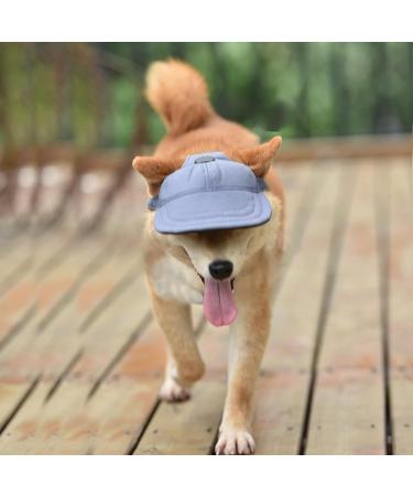 Adjustable Dog Baseball Hat - Sun Protection Cap for Small & Medium Dogs | Outdoor Sport Cap with Ear Holes | Blue M - Buy Online on GoSupps.com