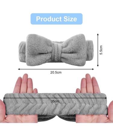 AOMIG Spa Headband for Women - Fluffy Microfiber Elastic Hair Band for Makeup, Shower, Sports - Grey Bowknot Head Band - 1 Pc - Buy Online on GoSupps.com