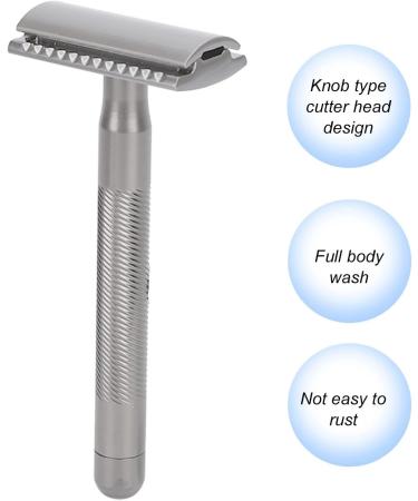 Portable Men's Safety Razor - Zinc Alloy Double Edge Razor with Brass Handle | Ideal Gift for Men (Silver) - Buy Online on GoSupps.com