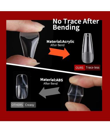Teenitor Clear Coffin Nail Tips - 240PCS Full Cover Fake Nails with Nail Glue for Ballerina False Nails - Clear Press On Nails - Buy Online on GoSupps.com