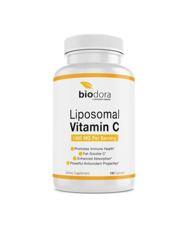 Biodora Liposomal Vitamin C Healthy Immune System Supports Heart Health Enhanced Energy Level Antioxidant Properties 1400mg Per Servings 180 Capsules