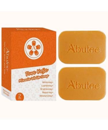ARBUTEE | Pure Kojic Acid Skin Brightening Whipp Soap Glowing & Radiance Skin Dark Spots Uneven Skin Tone Maximum Strength NO SLS NO Paraben Cruelty Free(2 Bars Pure Kojic+Mesh)