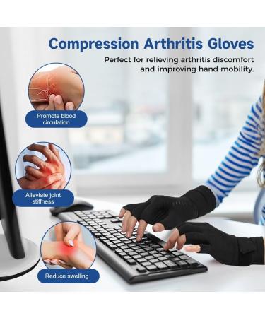 Arthritis Compression Gloves - Fingerless Copper Wrist Support for Pain Relief | Adjustable Carpal Tunnel Solution - Buy Online on GoSupps.com