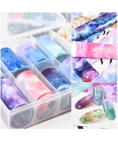 10 Roll Starry Sky Nail Art Foil Stickers - Colorful Holographic Transfer Decals for Women's DIY Nail Designs - Buy Online on GoSupps.com