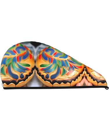 Painted Bread Coral Velvet Dry Hair Cap | Ideal for Home Travel Pool Parties & More - Shop Internationally - Buy Online on GoSupps.com