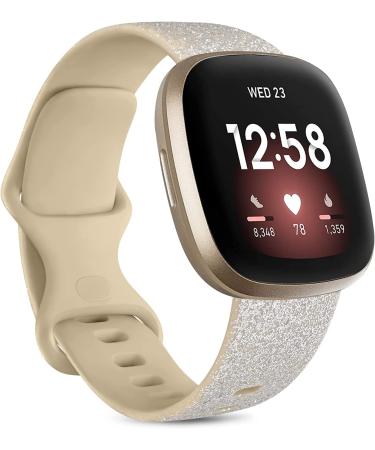 6 Pack Fitbit Versa 3/Sense Sport Bands - Small Silicone Replacement Wristbands in Glistening Rose Gold/Champagne - For Women and Men - Buy Online on GoSupps.com