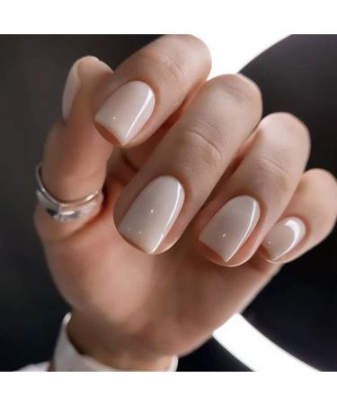 Modelones 32Pcs White Fall Press on Nails Upgrade Short Square Fake Nails Reusable Nail Kit with Nail Glue Adhesive Tabs Mini Nail File Nails Press Ons 16 Sizes A1-Point Pink