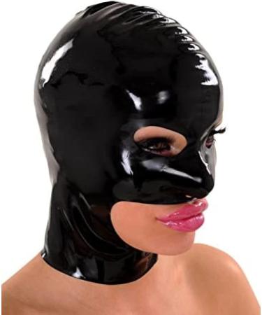 Shop Large Black Latex Hood with Eye Nose & Jaw Holes - International Shipping Available - Buy Online on GoSupps.com