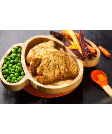 BABI Toddler Large Dog Plate - Natural Bamboo with Silicone Suction Ring (Blue) - Buy Online on GoSupps.com