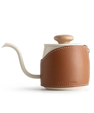 YQBUER Handleleleluster Handbrewed coffee pot hanging ear fine mouth pot stainless steel fine mouth coffee pot outdoor 360ml rice white black coffee pot coffee cup (color: beige)