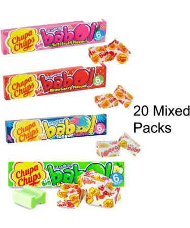 20 x Mixed Chupa Chups Big Babol Blue Raspberry Strawberry Tutti Frutti Apple Flavour Soft Bubble Gum 27.6g - Total 20 Counts | VIMIX - Buy Online on GoSupps.com