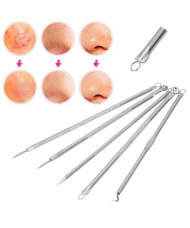 Shop 5pcs Stainless Steel Blackhead Removal Tool Set - Double-Ended Acne & Pimple Tool for Effective Skin Care - Buy Online on GoSupps.com