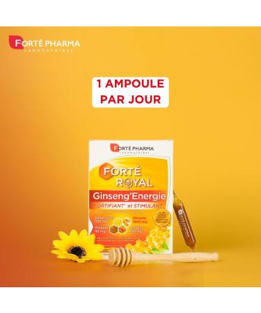 Fort Pharma - Fort Royal Ginseng'Energie | Natural Energy Food Supplement - Ginseng Royal Jelly Acerola Propolis | 20 vials 1/day - Buy Online on GoSupps.com