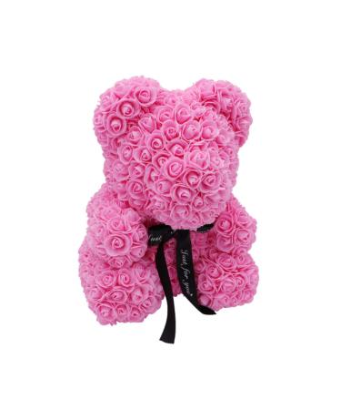 NC 25/40 Cm Rose Bear Heart-Shaped Artificial Flower Rose Teddy Bear Lady Valentine's Day Wedding Birthday Deeppink 25CM