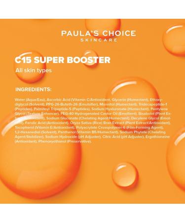 Paula s Choice C15 Super BOOSTER - Vitamin C Brightening Serum for Face - Anti Aging & Fades Brown Spots - with Vitamin E & Ferulic Acid - All Skin Types - 20 ml - Buy Online on GoSupps.com