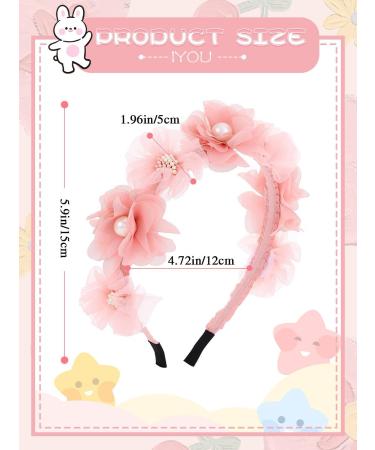 IYOU Baby Girls Headband Pink Flower Hair Hoop Pearl Party Wedding Hair Accessories - Buy Online on GoSupps.com