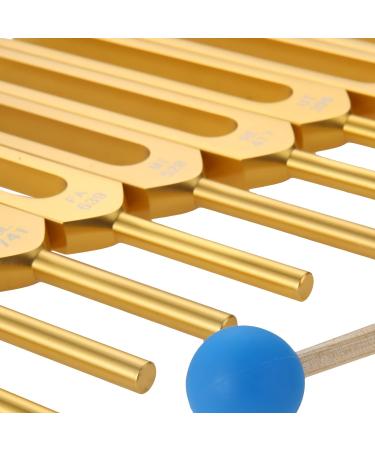 Dreld 9 Solfeggio Tuning Forks Kit - Healing Forks with Silicone Hammer and Bag for DNA Repair - Golden - Sound Therapy Musical Instrument - Buy Online on GoSupps.com