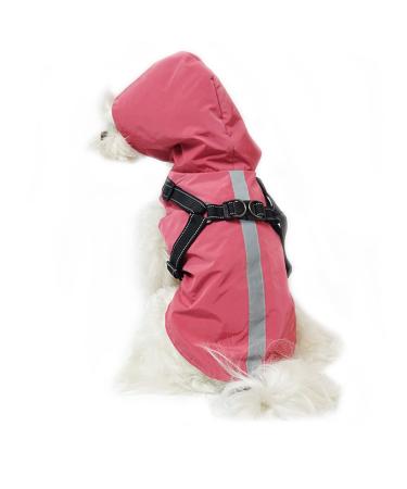Hunders coat with dishes rain jacket with hood waterproof rain poncho reflective adjustable coat for puppies small medium -sized and large dogs (3xl pink) 3xl pink