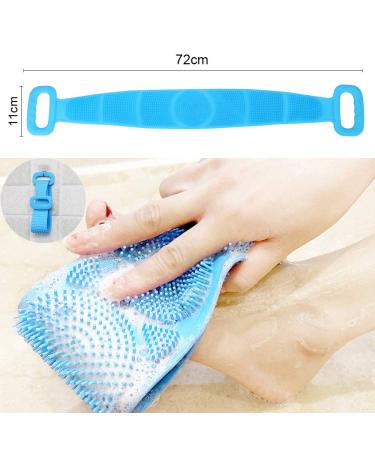 Silicone Back Scrubber for Shower - Exfoliating Body Brush - Easy to Clean - Blue - Buy Online on GoSupps.com