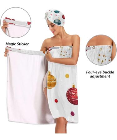 Set of 3 Hair Towel Wraps - Adjustable Absorbent with Christmas Circles Design | Perfect for Home & Travel - Buy Online on GoSupps.com