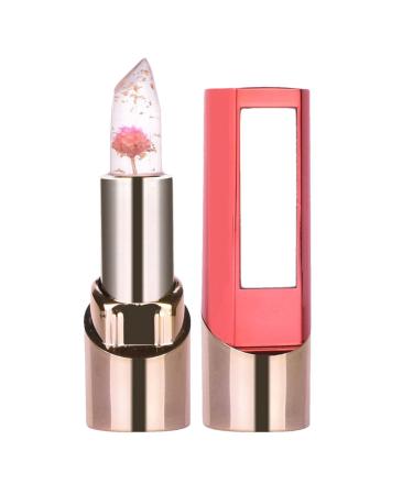 Crystal Flower Magic Lipstick Jelly Clear Lipstick Nourishing Long Lasting Lip Gloss Balm Gold Foil Temperature Color Changing Lipstick Lip Balm For Date Party Halloween Prom