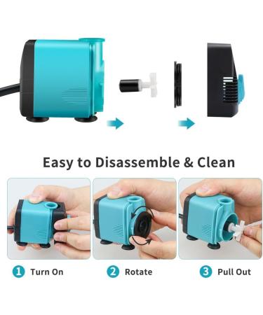 Number-one 130GPH (600L/H) Submersible Pump Small Quiet Water Pump Fountain Pump for Fish Tank Aquarium Statuary Hydroponics(10W 4.9ft Power Cord 2 Nozzles) (130GPH) - Buy Online on GoSupps.com