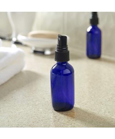 2oz Glass Spray Bottles for Essential Oils - Set of 12 Blue Bottles with Black Mist Tops - Buy Online on GoSupps.com