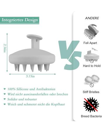 Serker Scalp Massage Brush - Silicone Shampoo Brush for Hair Growth Dandruff Reduction & Head Massage (Gray) - Best for Wet & Dry Use - Buy Online on GoSupps.com