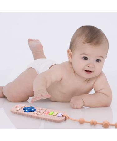 TV Remote Control Shape Silicone Teething Toy for Babies 0-24 Months - Baby Chew Toys & Pacifier Clip, Boys Girls Teether (Pink) - Buy Online on GoSupps.com