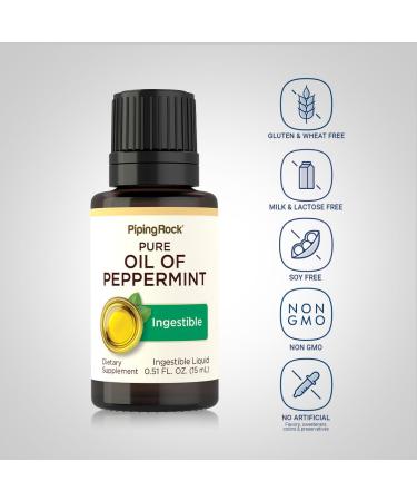 Piping Rock Peppermint Oil | 15 ml Drops | Pure Ingestible Liquid Supplement | Non-GMO Gluten Free - Buy Online on GoSupps.com