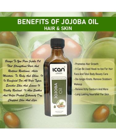 ICAN LONDON 100% PURE & NATURAL JOJOBA OIL FOR HAIR SKIN NAILS 100ML - Buy Online on GoSupps.com