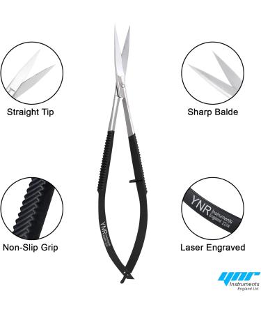 Facial Hair Scissors-Eyebrow Trimmer-Grooming Scissors for Eyebrow Shaping Ear Nose Nostril Hair & Moustache (Black Straight) - Buy Online on GoSupps.com
