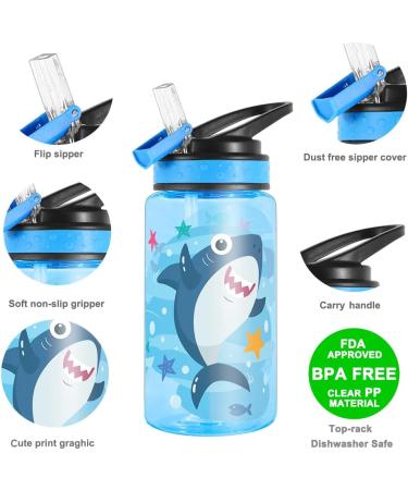 Home Tune Cute Shark Water Bottle for Kids - BPA Free 15oz with Leak Proof Flip Straw, Carry Loop, and Easy Clean Design - Buy Online on GoSupps.com
