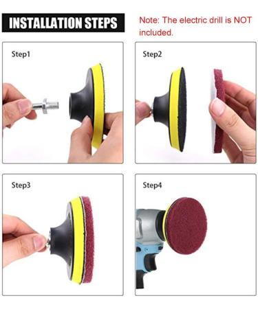 HXBER 11Pcs Scrubbing ing Kit 4-inch Adhesive Plate Scrub Pads Scouring Pad Kit Compatible with Electric Drill for Carpet Glass Car ing - Buy Online on GoSupps.com