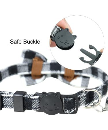 Dynmeow Plaid Pattern Cat and Dog Collar with Bowtie - Adjustable, Comfortable Boy or Girl Gift - XX-Small, Black - Buy Online on GoSupps.com