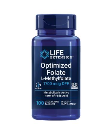 Life Extension Optimized Folate 1000 mcg 100 Vegetarian Tablets