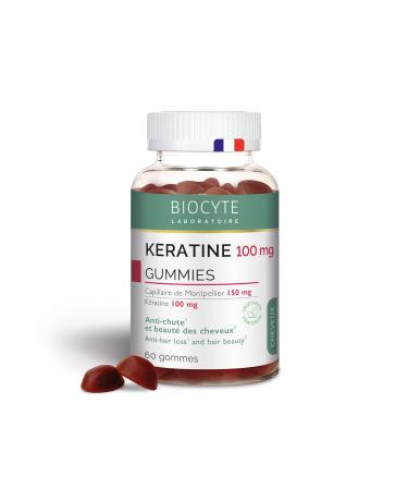 BIOCYTE Keratin Gummies - Anti-Hair Loss and Beauty Dietary Supplement - Keratin, Vitamin E, Zinc, Selenium, Biotin - 60 Gums - 30 Days