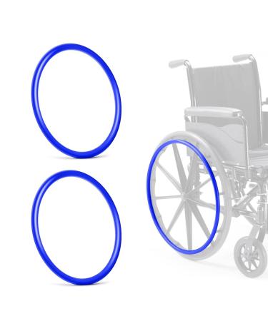 22/24inch Wheelchair Cover 1 Pair Non-Slip Wear-Resistant Wheelchair Rear Hand Push Protective Cover Silicone Wheelchair Rear Wheel Grips Cover for Wheelchair Wheels(Blue 22in) 22in Blue