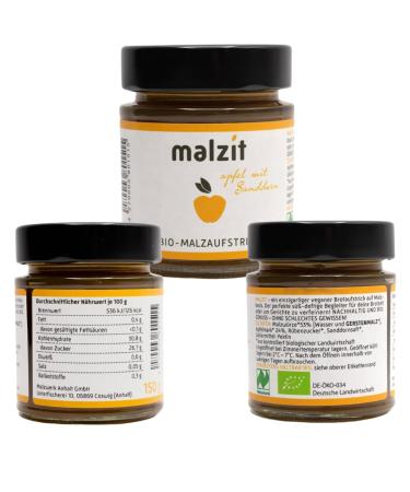 Malzit Apple Spread (6 x 150g) - Organic & Vegan Barley Malt Bread Spread | Low Sugar Alternative to Honey & Jam - Buy Online on GoSupps.com