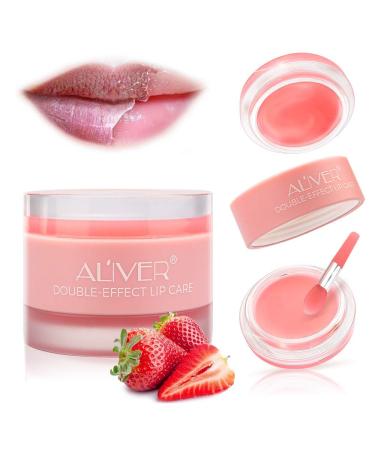 Lip Sleep Mask with two kinds of effective collagen peptide, lip scrub to remove dead skin and intensive lip repair treatment,a Lip mask for dry peeling lips, a lip balm for lip care (Strawberry)
