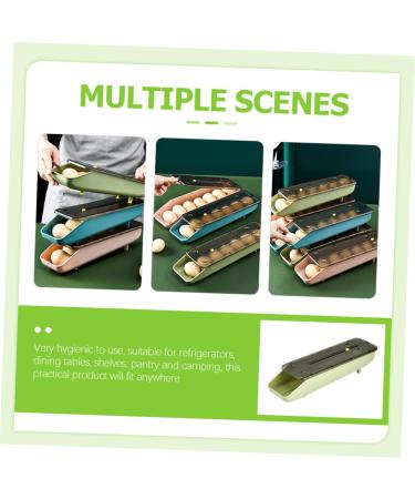 Healvian 2pcs Egg Storage Box Egg Drawer for Refrigerator Egg Tray Egg Cartons Automatic Drawer Box Green 33x9.2cm - Buy Online on GoSupps.com