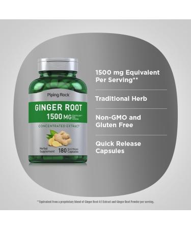 Piping Rock Ginger Root Capsules | 1500 mg | 180 Count | Non-GMO Gluten Free Supplement - Buy Online on GoSupps.com