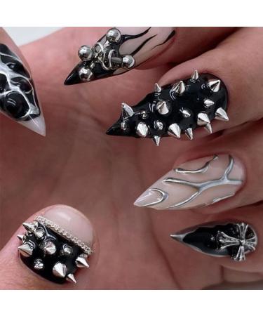 6 Grid Mini Metal Rivet Nail Charms - Gold Silver Cone Studs for Acrylic Nails | Nail Jewels & Spikes for Unique Nail Art - Buy Online on GoSupps.com