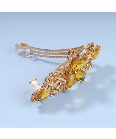 Yheakne Rhinestone Bridal Hair Clip Barrette - Gold Crystal Wedding Headpiece for Women & Girls - Buy Online on GoSupps.com