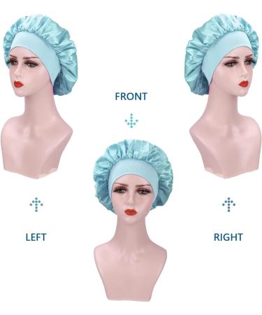 AliLeader 2Pcs Silk Bonnet Set for Curly Hair | Soft Sleep Cap with Elastic Band | Black+Light Green Satin Bonnet for Women - Buy Online on GoSupps.com