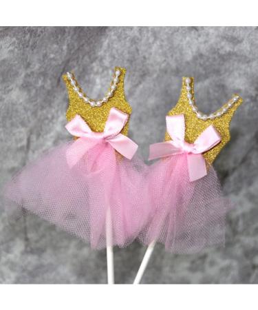 COHEALI Cupcake Decorating Cupcake Topper 5Pcs Glitter Tutus Dress Cake Toppers Ballerina Skirt Cupcake Picks Fruit Forks Coffee Drink Stir Sticks Birthday Theme Party Decoration(Golden) - Buy Online on GoSupps.com